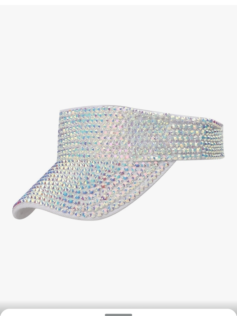 Rhinestone Embellished White Visor